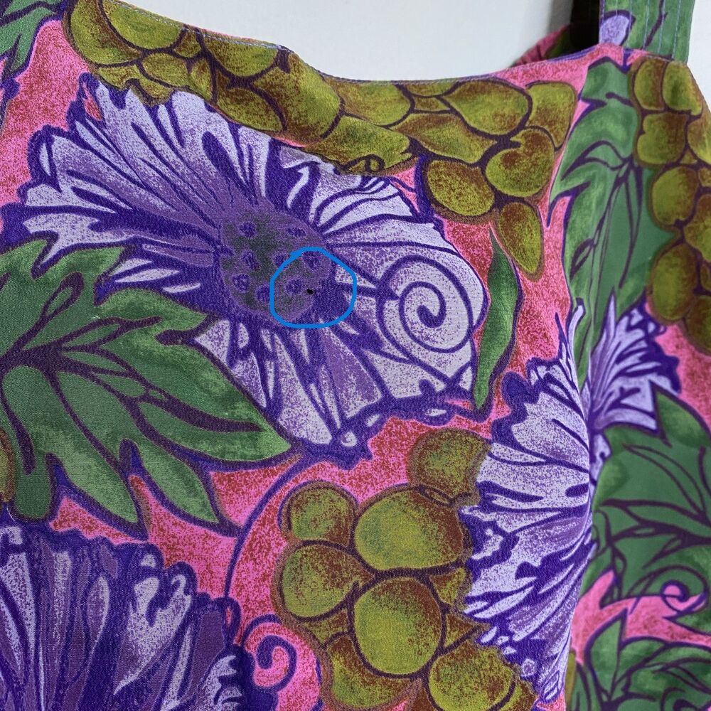 Michel Bruche VTG Purple Pink Floral Tropical Unlined Summer Artsy Tank Top 6 - Picture 9 of 9